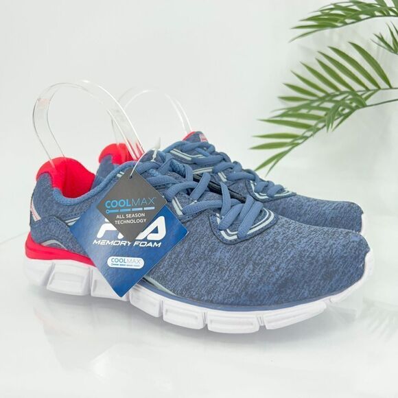 Fila Womens Memory Foam Vernato Blue Pink Running Shoes Sneakers 8 Athletic - Picture 2 of 16